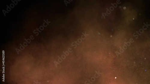 The explosion of red smoke. slow motion