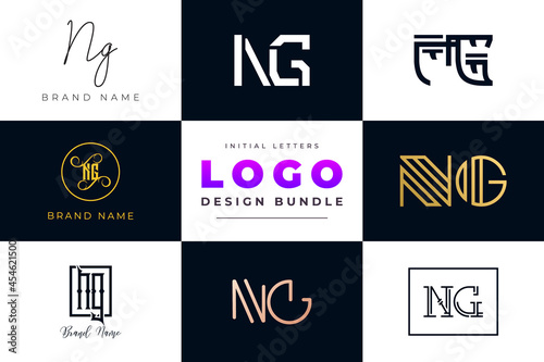Set of collection Initial Letters NG Logo Design.