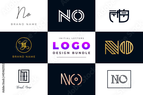 Set of collection Initial Letters NO Logo Design.