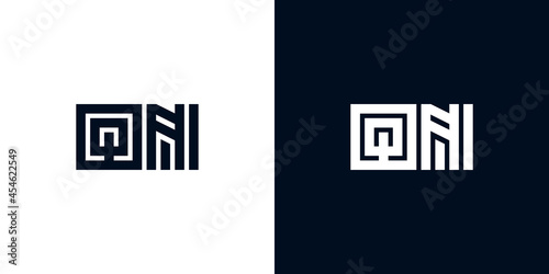 Minimal creative initial letters QN logo