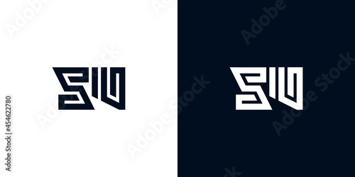 Minimal creative initial letters SU logo.