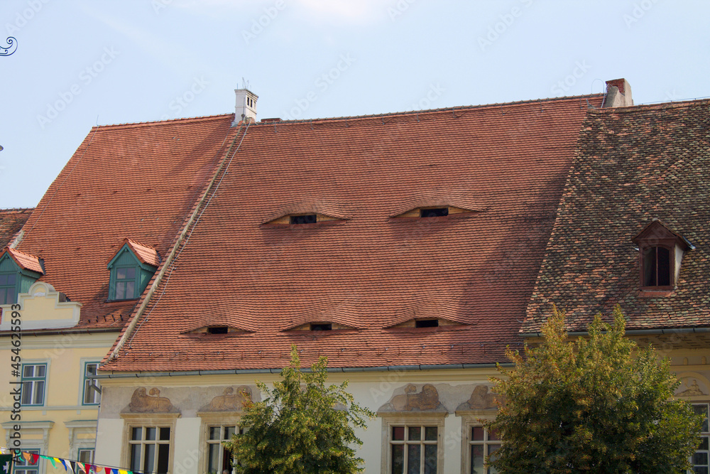Sibiu (Hermannstadt) | Typical roofs with eyes in Transylvania (Siebenbürgen)