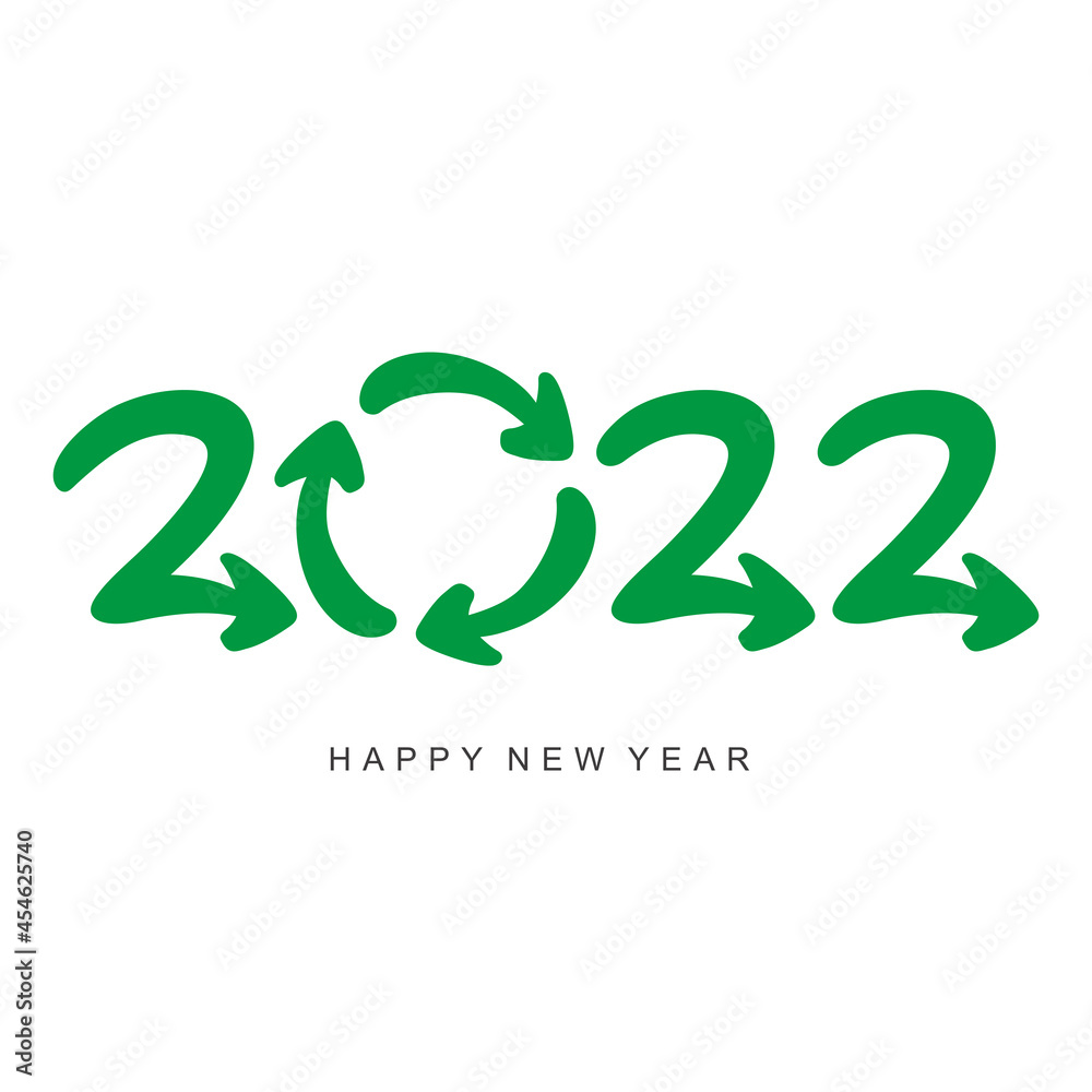 Happy New Year 2022 green recycling and save our planet earth environment 2022 logo icon Happy New Year 2022 green recycling and save our planet earth environment 2022 logo icon