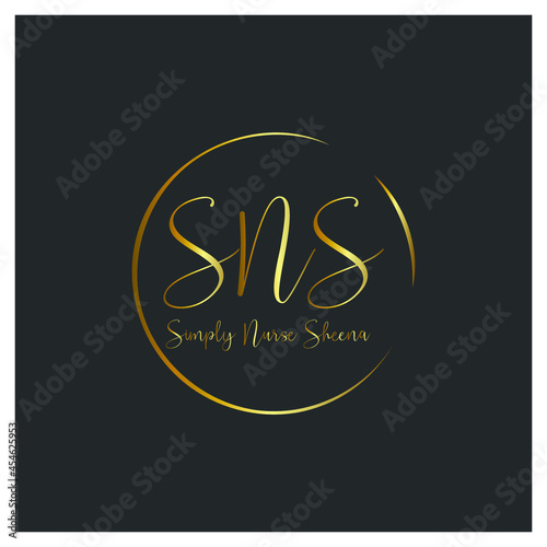 initial SNS Feminine logo beauty monogram and elegant logo design  signature logo design template. 