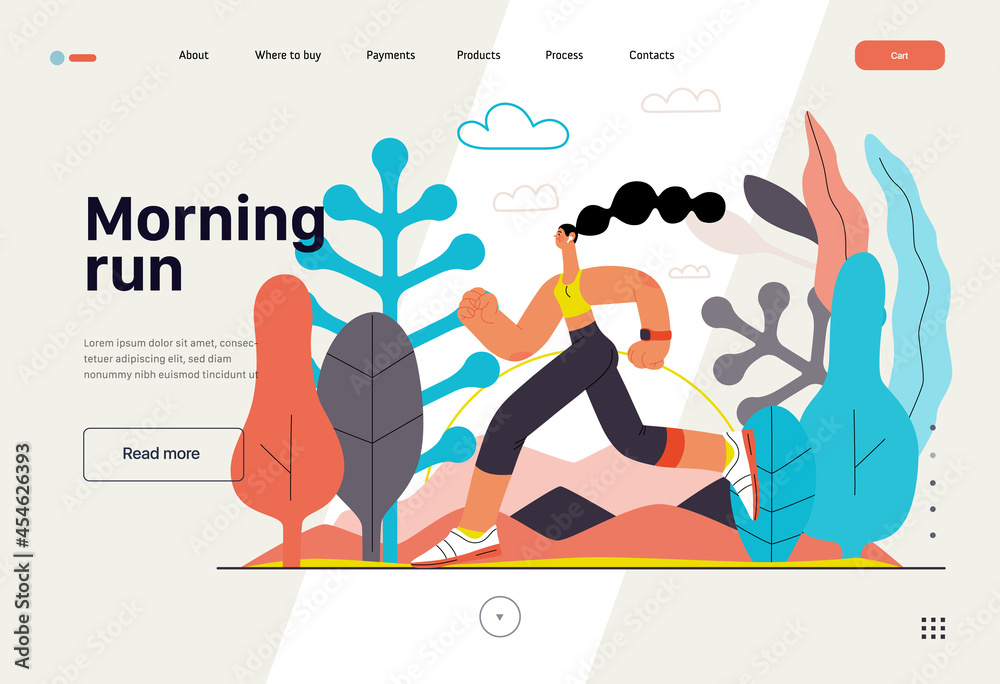 Obraz premium Runners - a woman running and exercising outside, website template