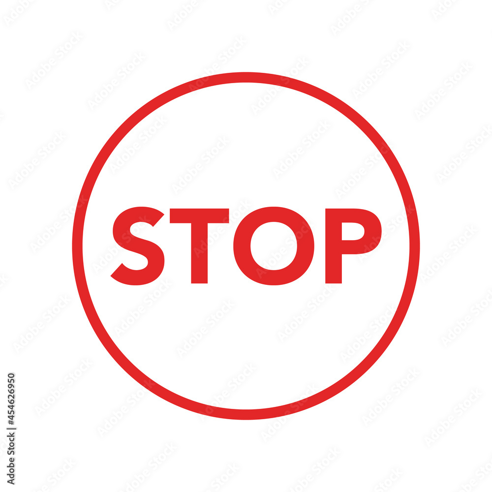Vector warning stop sign icon. Caution Stop sign sticker illustration in flat minimalism style. Vector warning stop sign icon. Caution Stop sign sticker illustration in flat minimalism style.