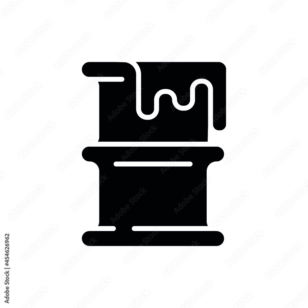 Barrel with chemical waste glyph icon. Vector fill black illustration. Barrel with chemical waste glyph icon. Vector fill black illustration.