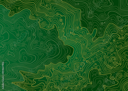 Abstract vector topographic map in dark green colors
