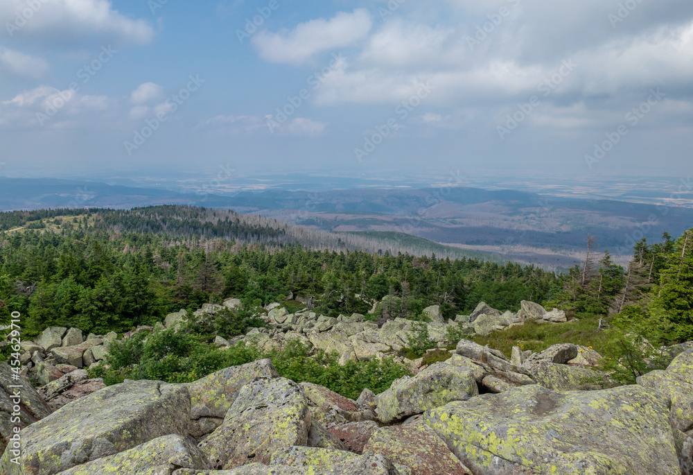 Landscape on mountain Brocken in Harz in Germany.