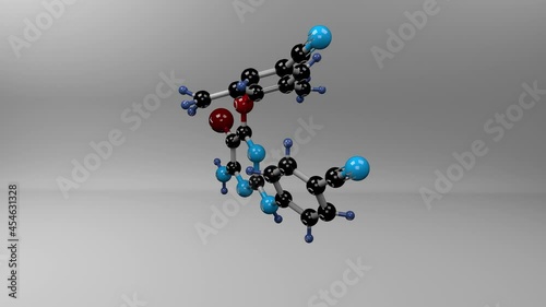 Etravirine molecule. Molecular structure of intelence, active antiviral drug used as treatment against HIV isolates with mutations. Alpha channel. Seamless looping.
 photo