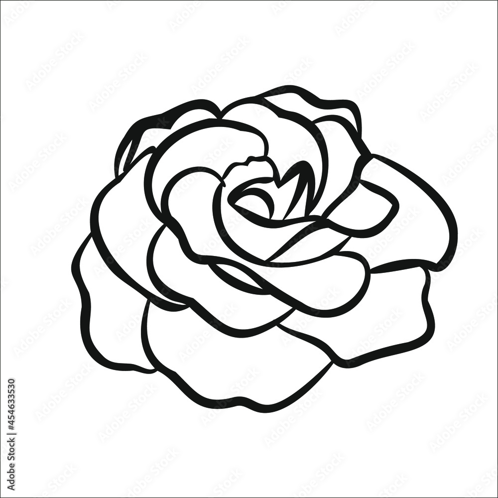 Outline flower rose, hand drawn ink for logo Outline flower rose, hand drawn ink for logo