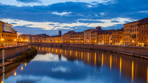 City of Pisa and Arno river at dusk © Roman Sigaev
