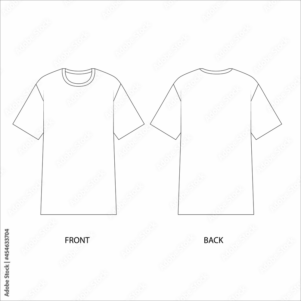 t shirt design template. Trendy T-shirts vector. Technical T-shirt design.  man's T-shirt. female T-shirt. Basic t-shirt vector. t shirt template Stock  Vector | Adobe Stock