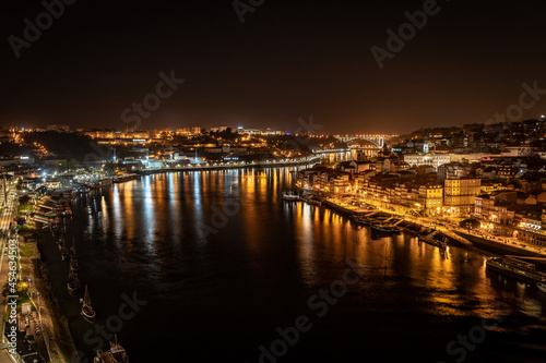 Porto downtown and Douro River wallpaper by night