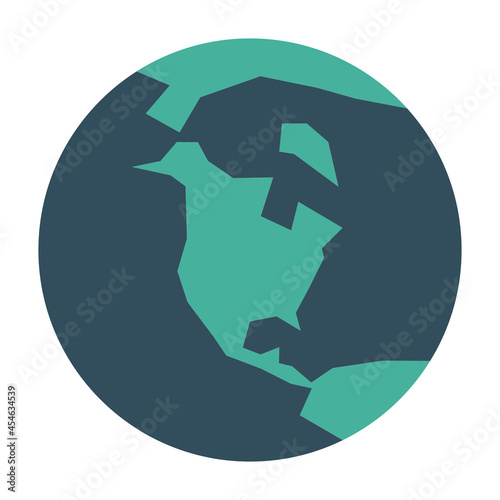 Simplified Earth globe with map of World focused on North America. Vector illustration. photo