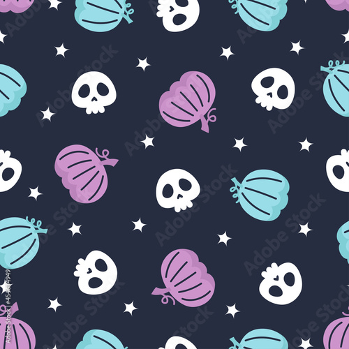 seamless pattern for halloween with pumpkins and skulls