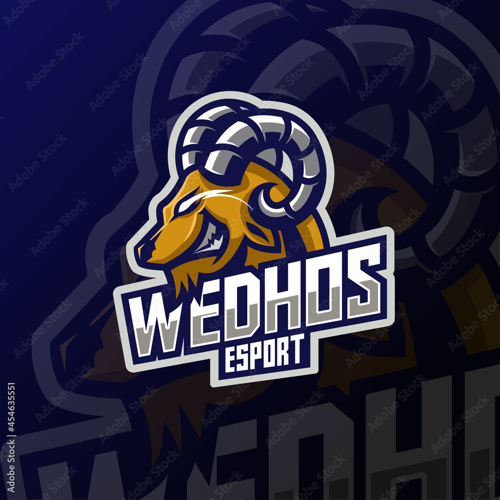 angry goat head mascot esport logo design