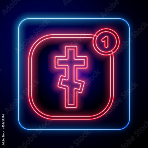 Glowing neon Online church pastor preaching video streaming icon isolated on black background. Online church of Jesus Christ. Vector