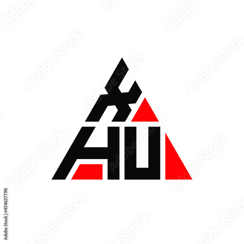 XHU triangle letter logo design with triangle shape. XHU triangle logo design monogram. XHU triangle vector logo template with red color. XHU triangular logo Simple, Elegant, and Luxurious Logo. XHU  photo