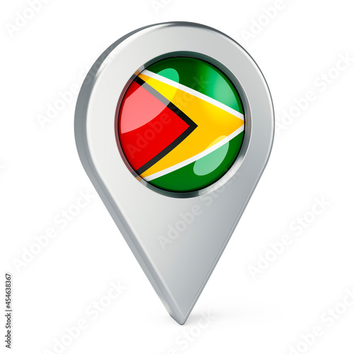 Free Download Map pointer with flag of Gayana, 3D rendering - GFXLoad