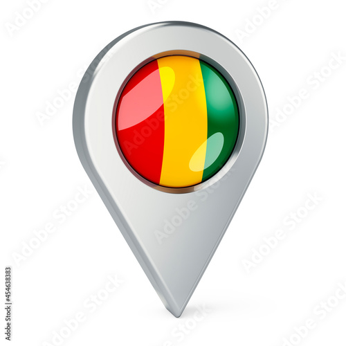Free Download Map pointer with flag of Guinea, 3D rendering - GFXLoad
