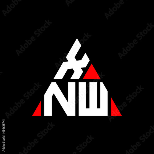 XNW triangle letter logo design with triangle shape. XNW triangle logo design monogram. XNW triangle vector logo template with red color. XNW triangular logo Simple, Elegant, and Luxurious Logo. XNW 