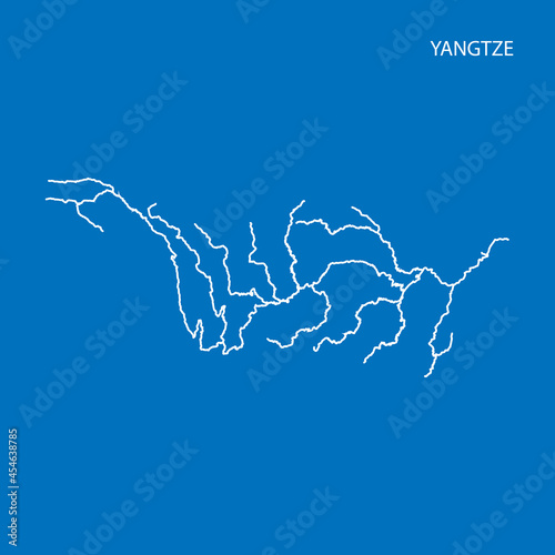 Map of Yangtze river drainage basin. Simple thin outline vector illustration.