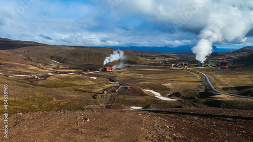 Panorama of geothermal power station in Iceland