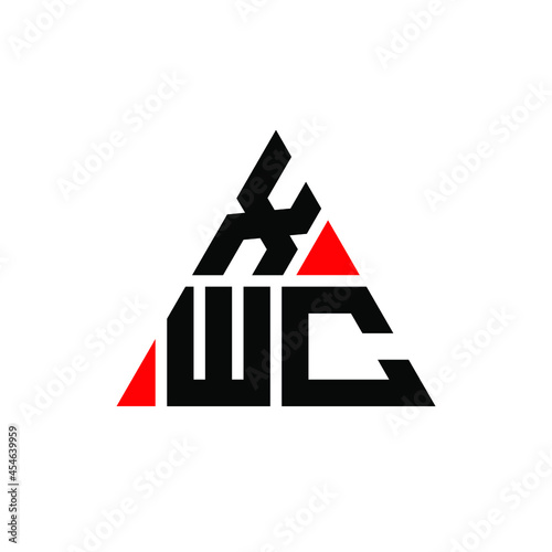 XWC triangle letter logo design with triangle shape. XWC triangle logo design monogram. XWC triangle vector logo template with red color. XWC triangular logo Simple, Elegant, and Luxurious Logo. XWC  photo