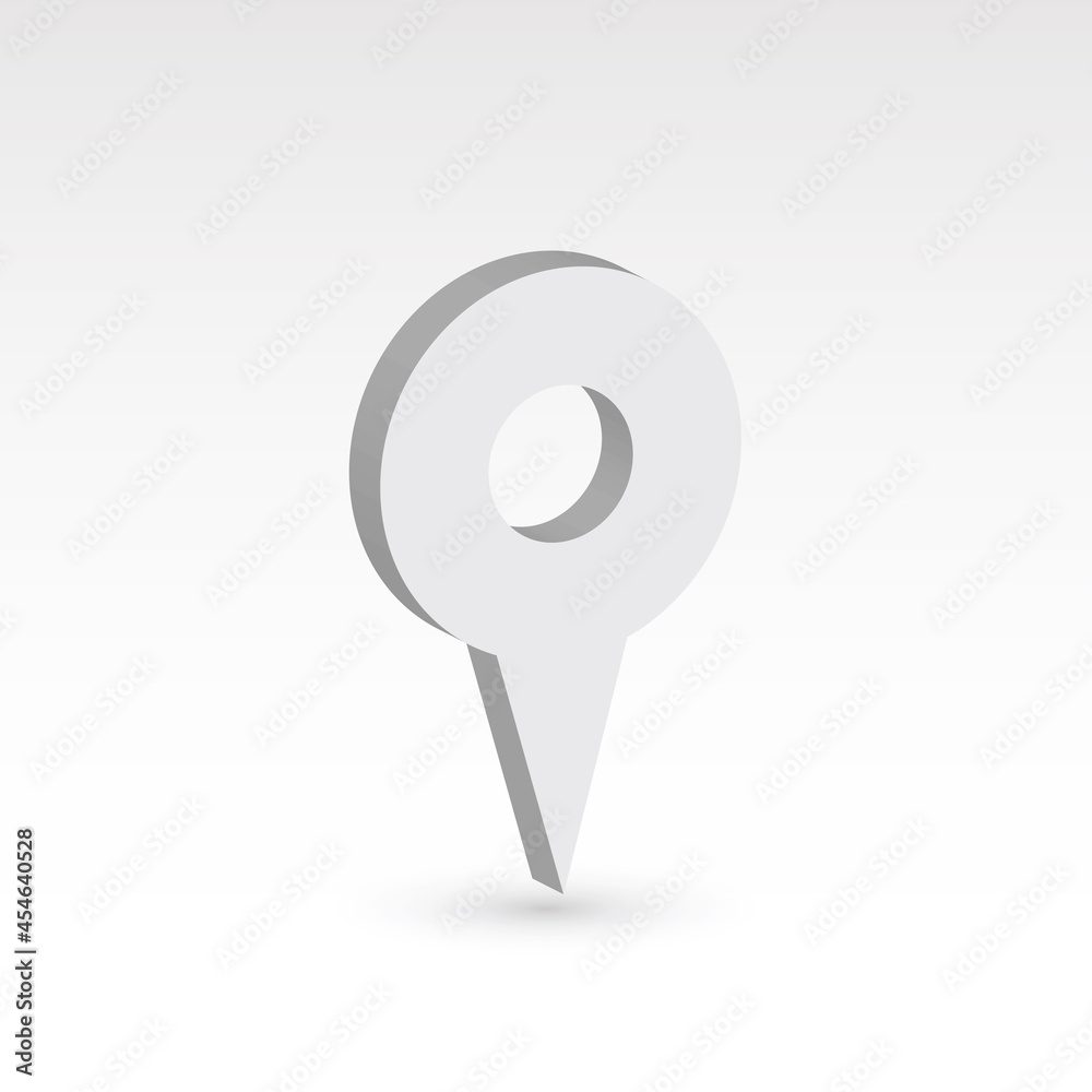 Map pointer - white 3D vector object with dropped shadow. Location mark. Map pointer - white 3D vector object with dropped shadow. Location mark.