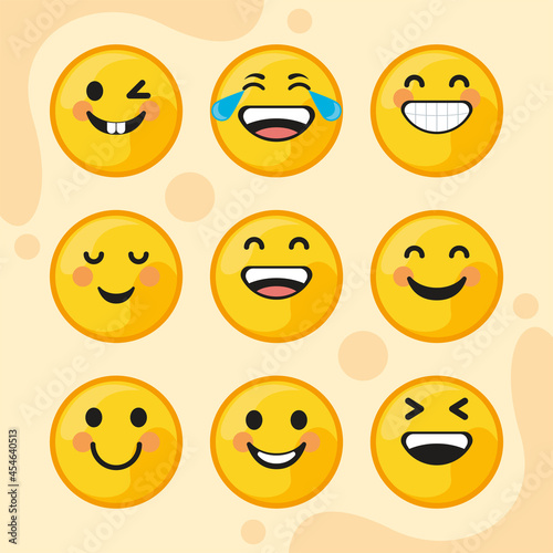 nine emoticons smiling