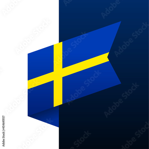 sweden corner flag icon. national emblem in origami style. Paper cutting Corner Vector illustration.