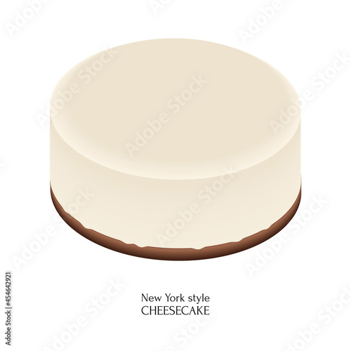 Cheesecake New York traditional American dessert. Colorful illustration on white background.