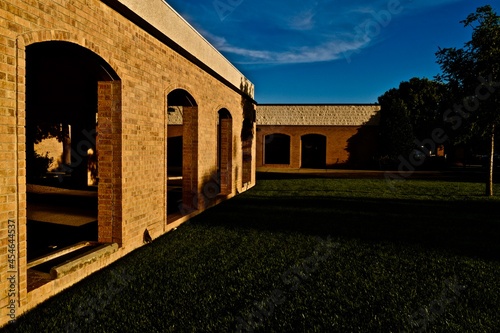Romanesque Building Construction in Canyon, Texas of the Texas Panhandle near Amarillo, Summer of 2021.  