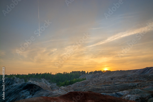 Obraz na plátně Clay quarry at sunset
