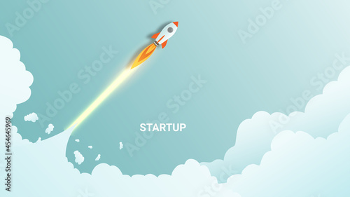 Business start up concept, startup business project, financial planning concept with rocket launch vector illustration,  photo