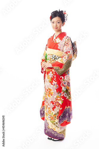振り袖を着た女性　年賀状素材