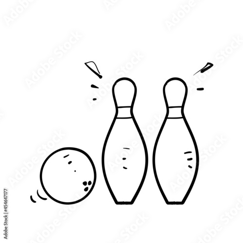 hand drawn doodle bowling icon illustration vector isolated