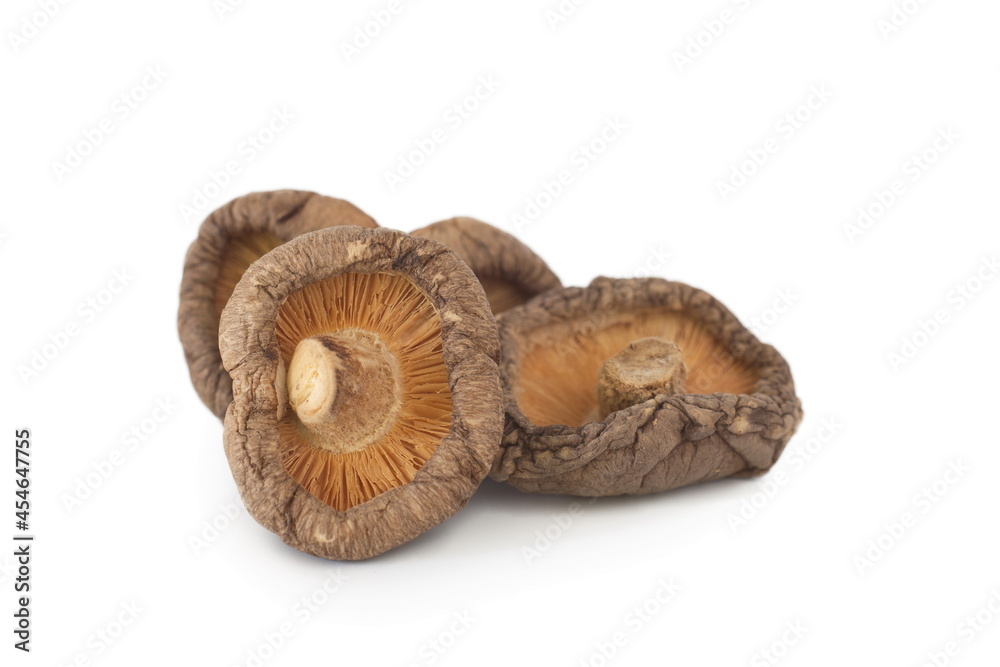 Dried shiitake mushrooms isolated on white. Dried shiitake mushrooms isolated on white.