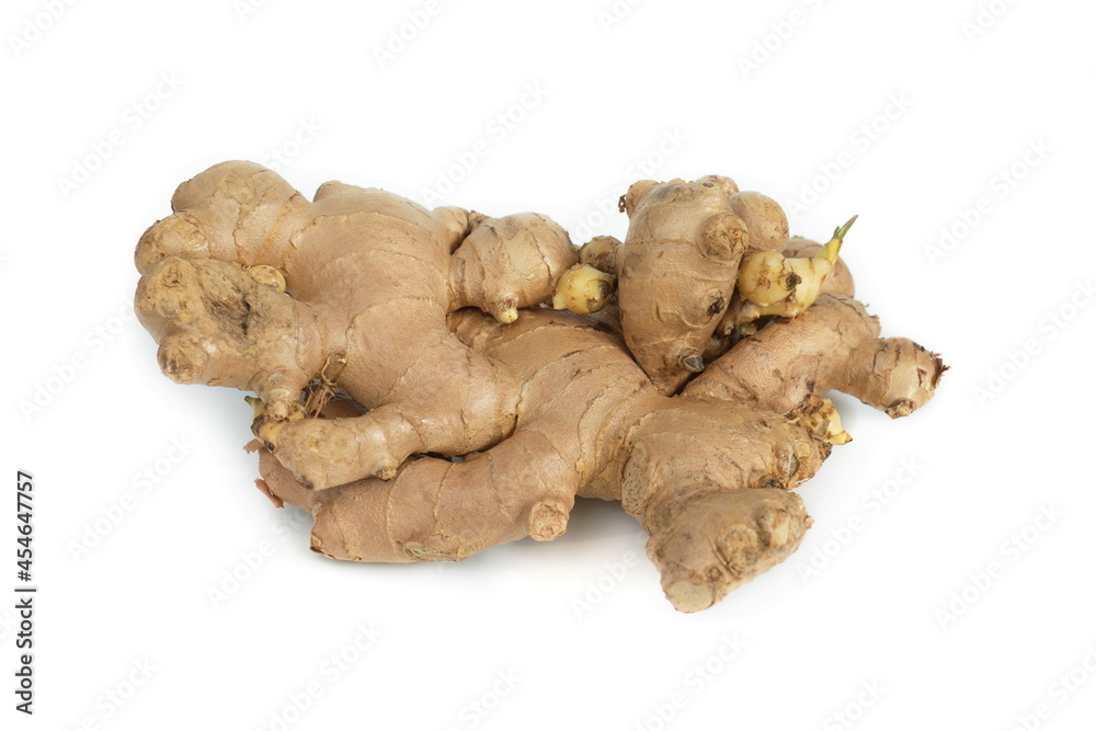 Ginger root isolated on white background,Thai herb. Ginger root isolated on white background,Thai herb.