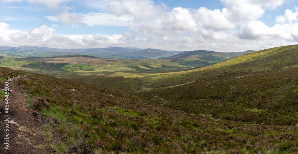 Moody Ireland nature.. Tonelagee hill view from the top. Amazing mountainous landscape in Wicklow, Ireland.