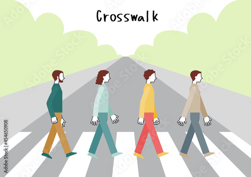 Illustration of people crossing the road (vector)