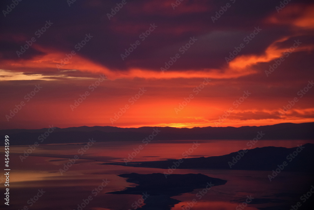 Sunset over the Great Salt Lake, Utah
