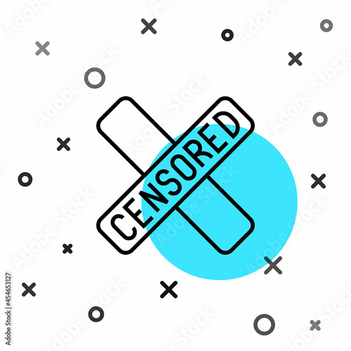 Black line Censored stamp icon isolated on white background. Random dynamic shapes. Vector