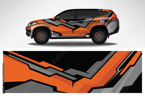 Wrap car vector design decal. Graphic abstract line racing background design for vehicle  race car  rally  adventure livery camouflage.