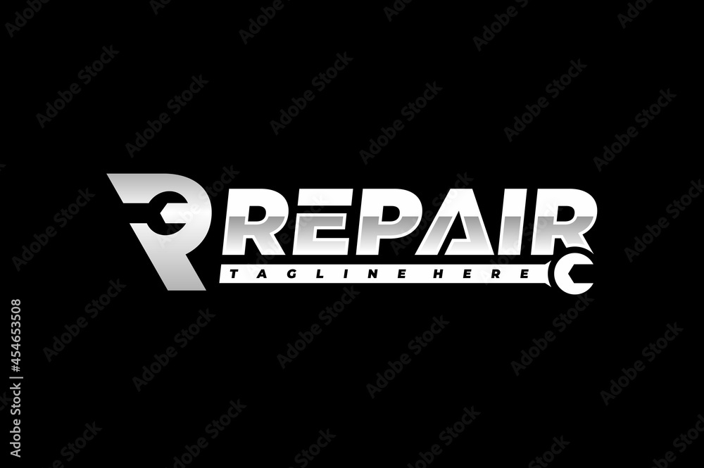 letter R repair typography logo letter R repair typography logo