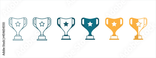 Trophy vector icon set. Medal cup trophy icons set.