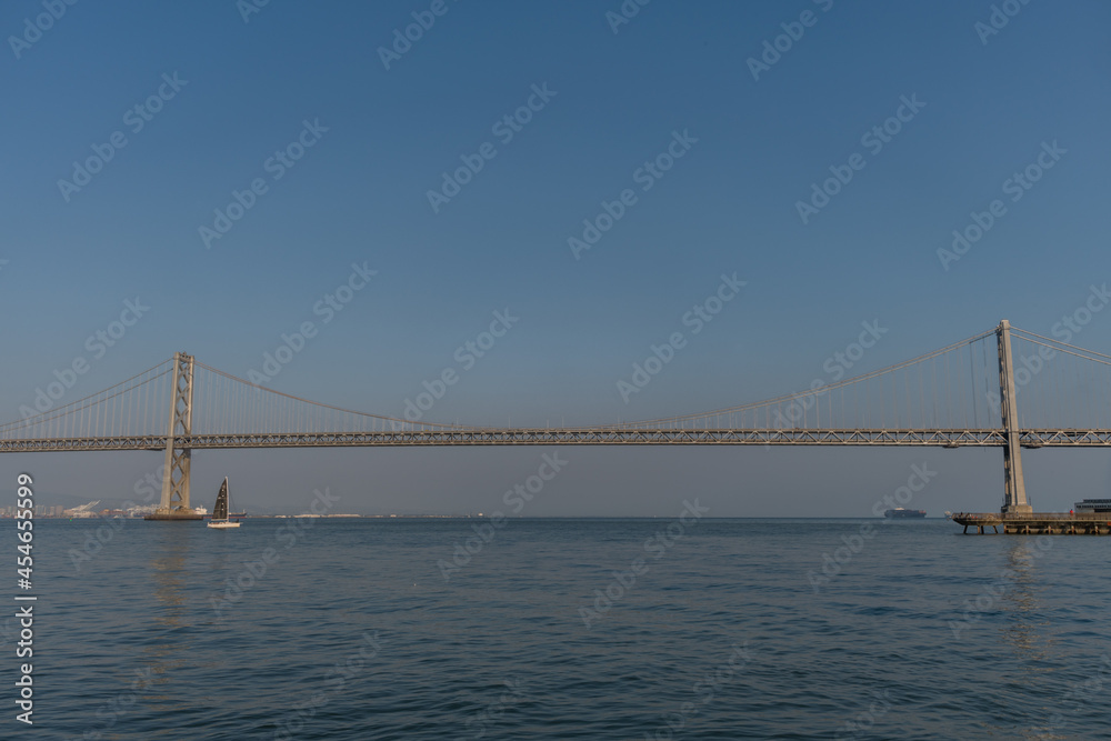 Scenic Bay Bridge vista at sunset, San Francisco, California