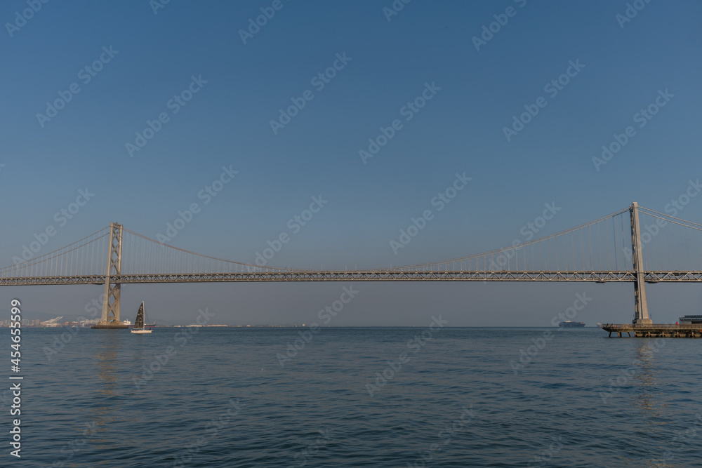 Scenic Bay Bridge vista at sunset, San Francisco, California Scenic Bay Bridge vista at sunset, San Francisco, California