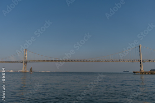 Scenic Bay Bridge vista at sunset, San Francisco, California